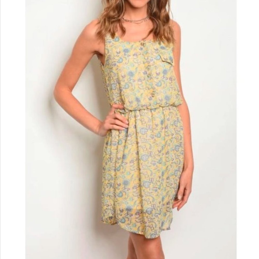 Pale Yellow Paisley Dress  *ALL ITEMS ARE NEW, FROM MY CLOSED BOUTIQUE* #8691